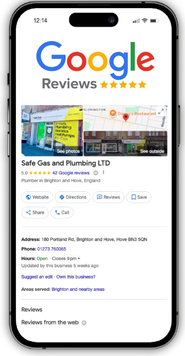 Safe Gas Brighton & Hove 5 star reviews
